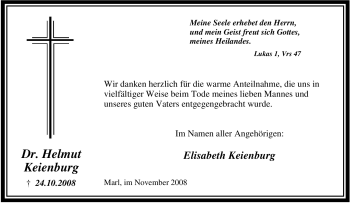 Traueranzeige von Helmut Keienburg von Tageszeitung