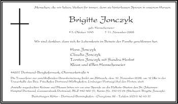 Traueranzeige von Brigitte Jonczyk von Tageszeitung
