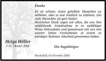 Traueranzeige von Helga Höller von Tageszeitung