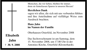 Traueranzeige von Elisabeth Jahn von Tageszeitung