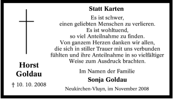 Traueranzeige von Horst Goldau von Tageszeitung