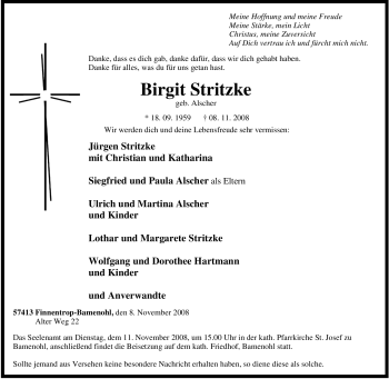 Traueranzeige von Birgit Stritzke von Tageszeitung