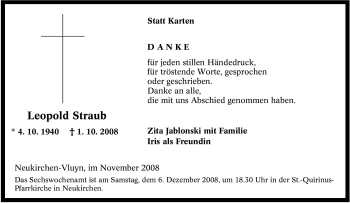 Traueranzeige von Leopold Straub von Tageszeitung