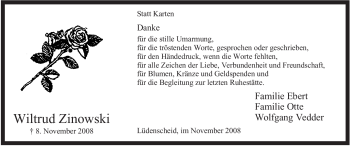 Traueranzeige von Wiltrud Zinowski von Tageszeitung