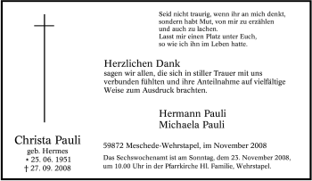 Traueranzeige von Christa Pauli von Tageszeitung