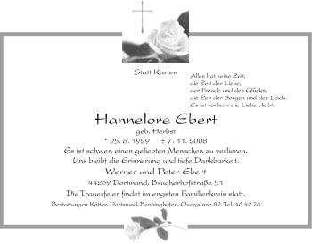 Traueranzeige von Hannelore Ebert von Tageszeitung