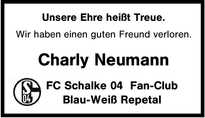  Traueranzeige für Charly Neumann vom 15.11.2008 aus Tageszeitung