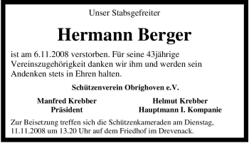 Traueranzeige von Hermann Berger von Tageszeitung