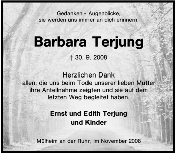 Traueranzeige von Barbara Terjung von Tageszeitung