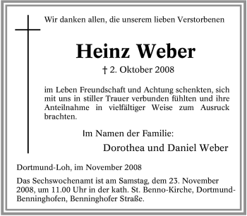 Traueranzeige von Heinz Weber von Tageszeitung