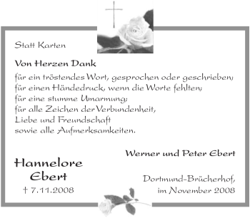 Traueranzeige von Hannelore Ebert von Tageszeitung