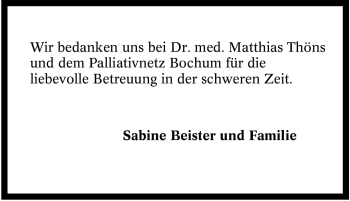 Traueranzeige von Rolf Beister von Tageszeitung