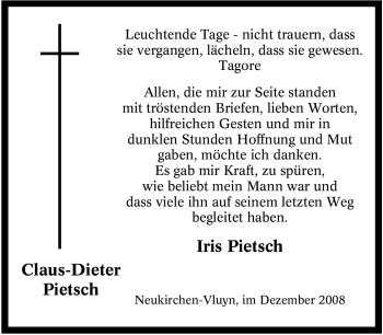 Traueranzeige von Claus-Dieter Pietsch von Tageszeitung