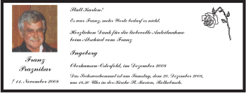 Traueranzeige von Franz Praznikar von Tageszeitung