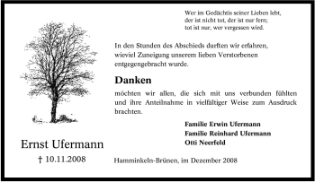 Traueranzeige von Ernst Ufermann von Tageszeitung