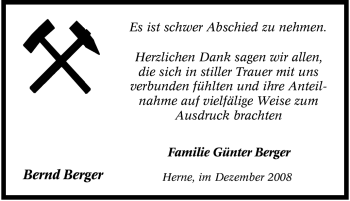 Traueranzeige von Bernd Berger von Tageszeitung