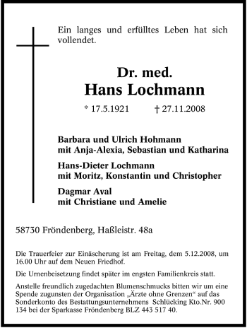 Traueranzeige von Hans Unbekannt von Tageszeitung