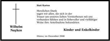 Traueranzeige von Wilhelm Nuyken von Tageszeitung