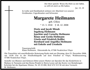 Traueranzeige von Margarete Heilmann von Tageszeitung