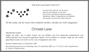 Traueranzeige von Christel Leier von Tageszeitung