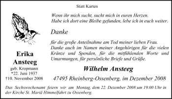 Traueranzeige von Erika Ansteeg von Tageszeitung