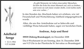 Traueranzeige von Adelheid Senge von Tageszeitung