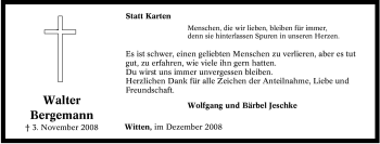 Traueranzeige von Walter Bergemann von Tageszeitung
