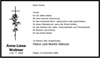 Traueranzeige von Anne-Liese Wollmer von Tageszeitung