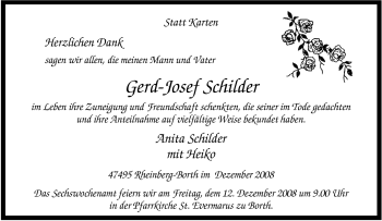 Traueranzeige von Gerd-Josef Schilder von Tageszeitung