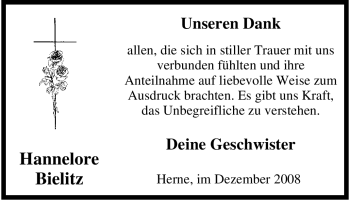 Traueranzeige von Hannelore Bielitz von Tageszeitung