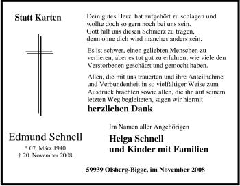 Traueranzeige von Edmund Schnell von Tageszeitung