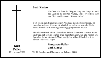 Traueranzeige von Kurt Peiler von Tageszeitung