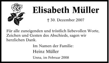 Traueranzeige von Elisabeth Müller von Tageszeitung