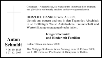 Traueranzeige von Anton Schmidt von Tageszeitung