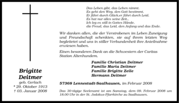 Traueranzeige von Brigitte Deitmer von Tageszeitung
