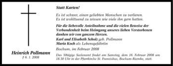 Traueranzeige von Heinrich Pollmann von Tageszeitung