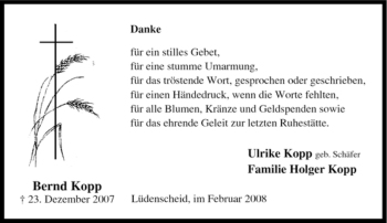Traueranzeige von Bernd Kopp von Tageszeitung
