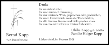 Traueranzeige von Bernd Kopp von Tageszeitung