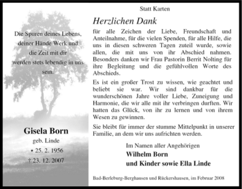 Traueranzeige von Gisela Born von Tageszeitung