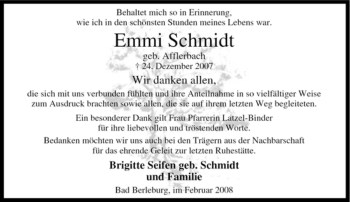 Traueranzeige von Emmi Schmidt von Tageszeitung
