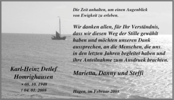 Traueranzeige von Karl-Heinz Detlef Homrighausen von Tageszeitung