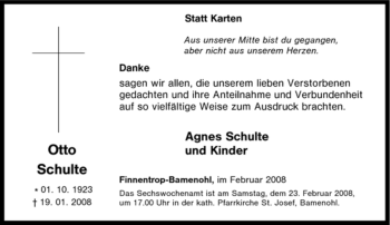 Traueranzeige von Otto Schulte von Tageszeitung