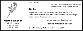 Traueranzeige von Martha Fischer von Tageszeitung