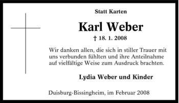 Traueranzeige von Karl Weber von Tageszeitung