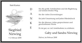 Traueranzeige von Siegfried Nirwing von Tageszeitung