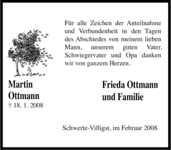 Traueranzeige von Martin Ottmann von Tageszeitung