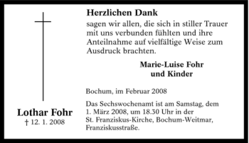 Traueranzeige von Lothar Fohr von Tageszeitung