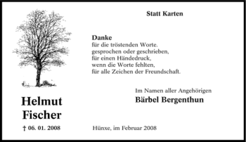 Traueranzeige von Helmut Fischer von Tageszeitung