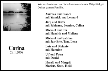 Traueranzeige von 29.1.2008 Wir werden immer an Dich denken und unser Mitgefüh Lennard von Tageszeitung