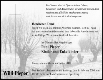 Traueranzeige von Willi Pieper von Tageszeitung